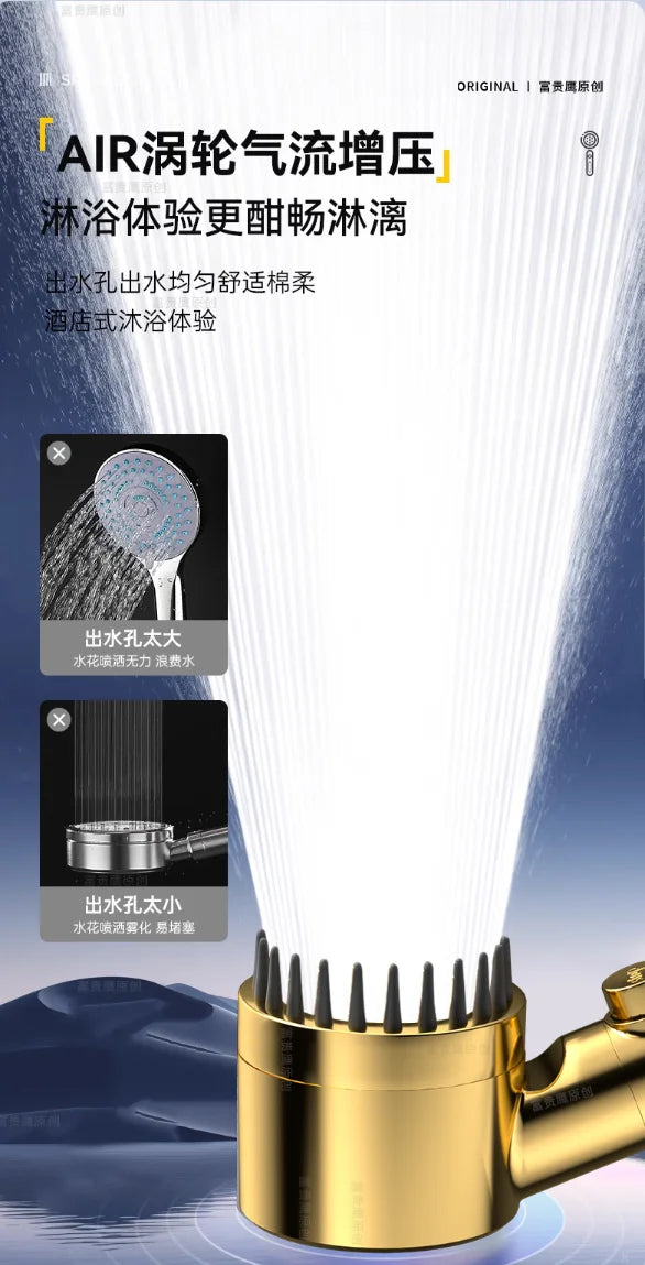 3-Mode High-Pressure Filtered Handheld Shower Head & Massage Brush