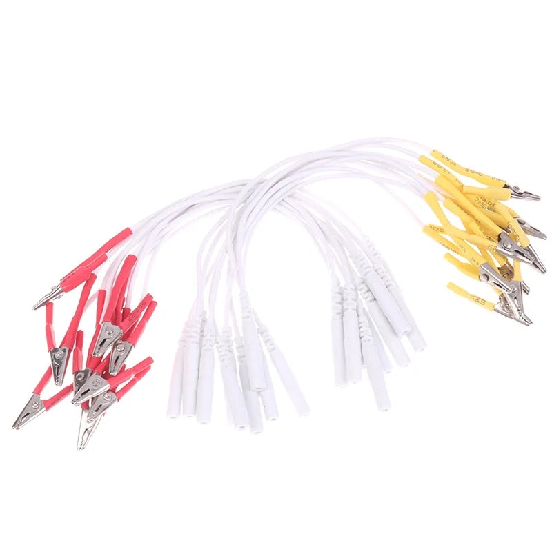 10-Pack Alligator Clip Cables for TENS EMS Acupuncture – 2mm Pin Electrode Clip Cables Peaceful Pleasures Health and Wellness