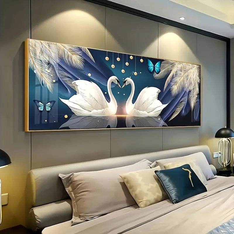Swan & Butterflies Canvas Wall Art Poster | Unframed Print Canvas Wall Art Peaceful Pleasures Health and Wellness