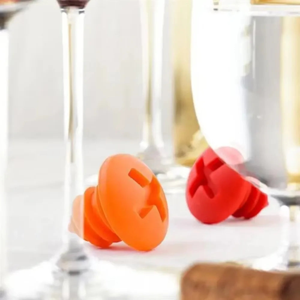 Rubber Wine Bottle Seal Stopper Oil Bottle Stopper New Threaded Shape Silicone Wine Bottle Stopper Multiple Colors Bar Tools Peaceful Pleasures Health and Wellness