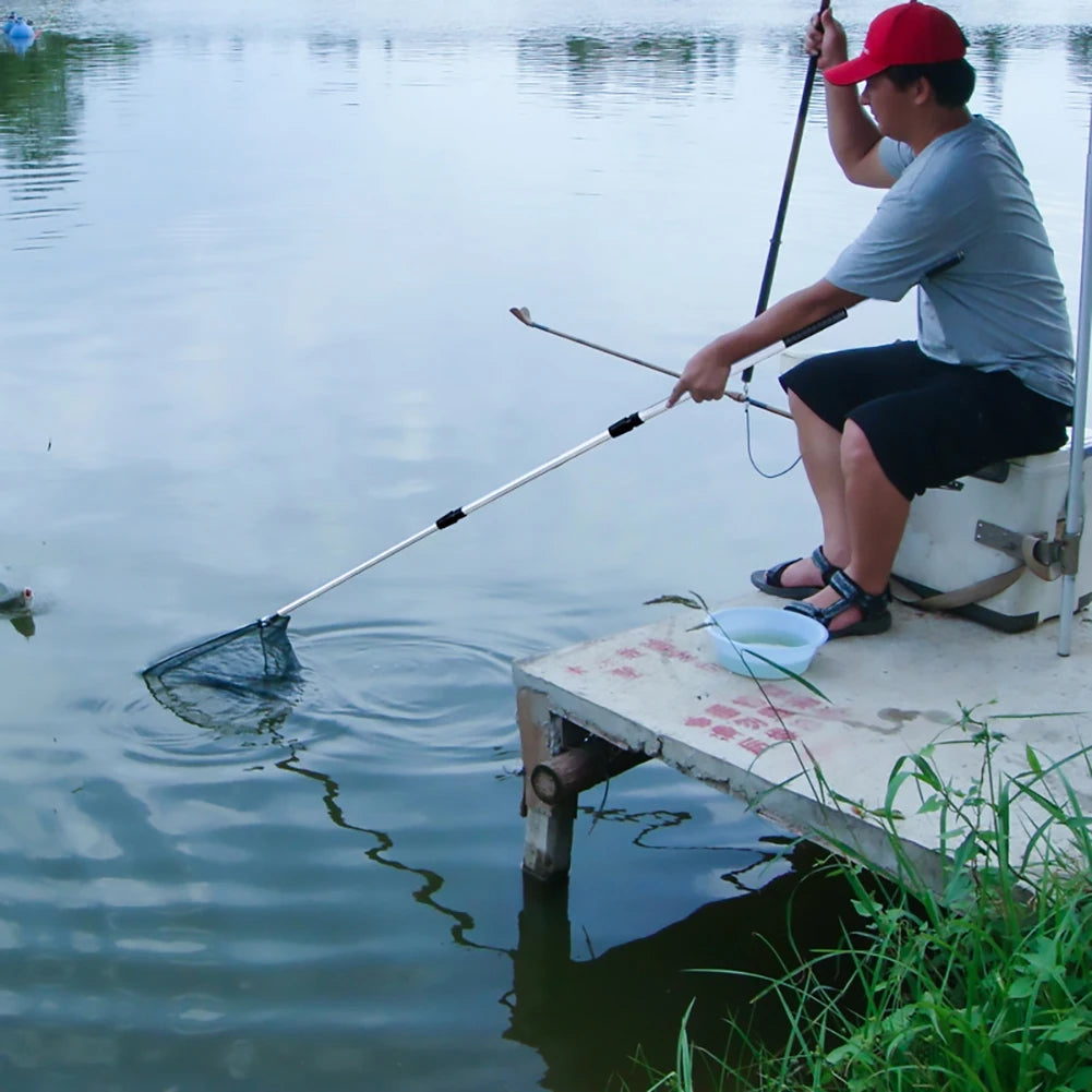 Fishing Landing Net with Telescopic Pole Anti-Slip Handle Collapsible Fishing Net for Saltwater Freshwater Fishing Hand Net Peaceful Pleasures Health and Wellness