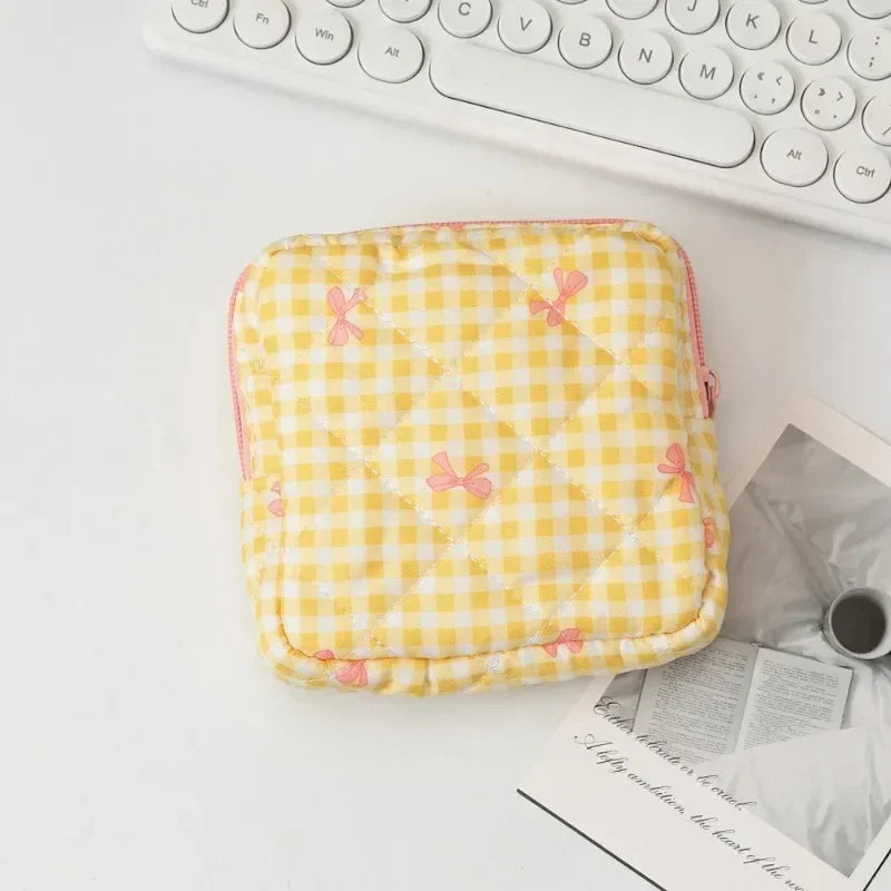 Heart Print Tampon & Sanitary Napkin Pouch | Feminine Organizer