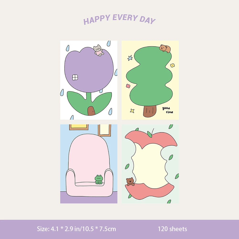 120 Sheets Cute Cartoon Illustration Notebook Aesthetic Instagram