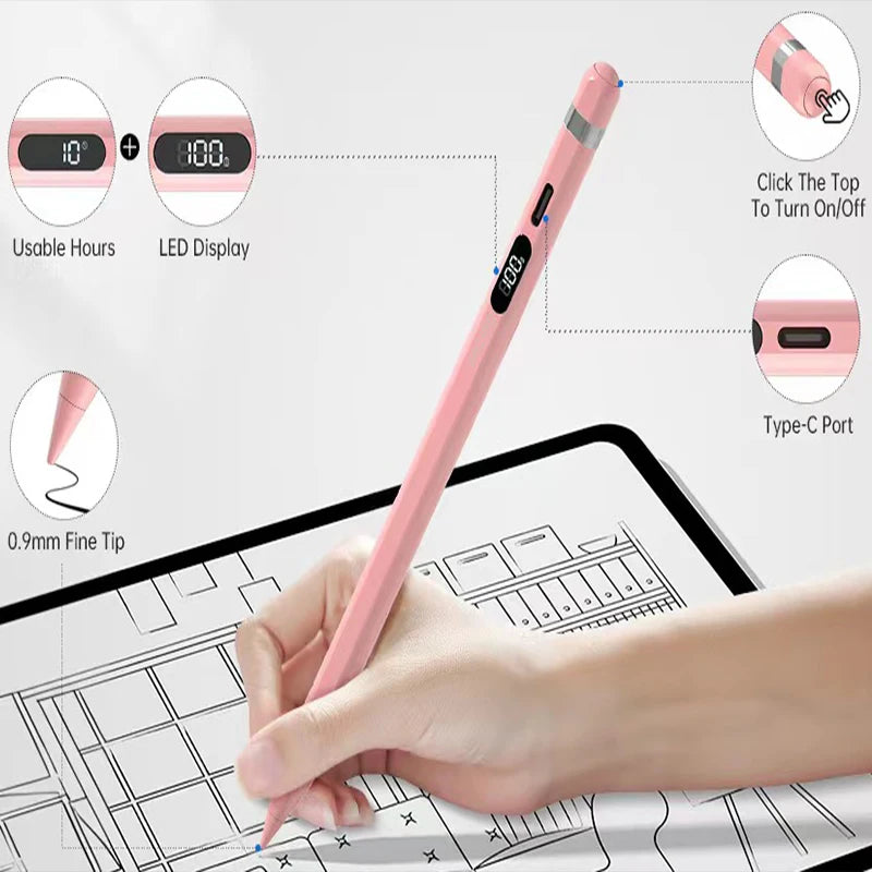 Professional Stylus Touch Pencil For Cell Phone Active Stylus Pen For ipad Original Apple ipad Pen Digital Pen Apple Accessories Peaceful Pleasures Health and Wellness Pink(1pcs)