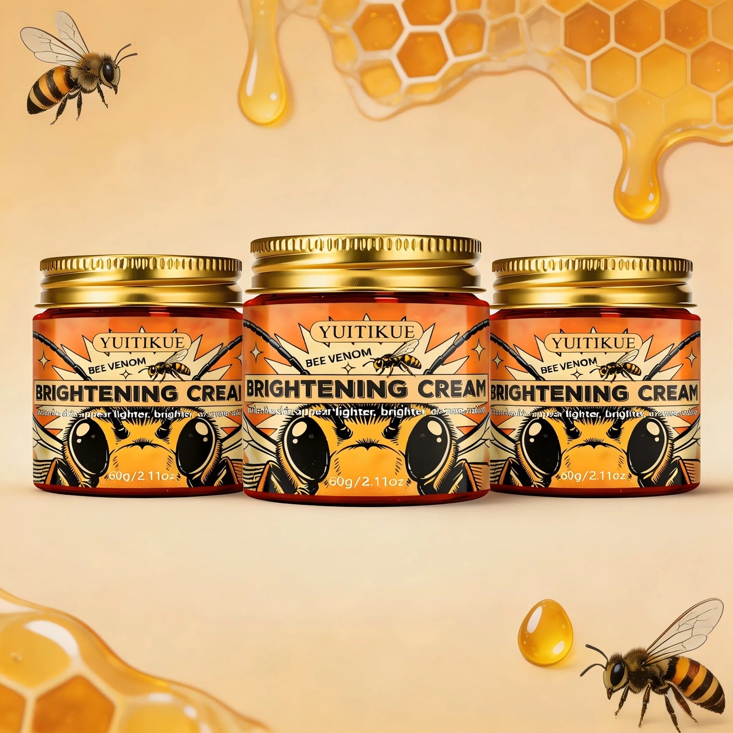 YUITIKUE Bee Venom Brightening Cream 60g for Lighter, Brighter, More Radiant Skin Tone and Glow Peaceful Pleasures Health and Wellness 3pc