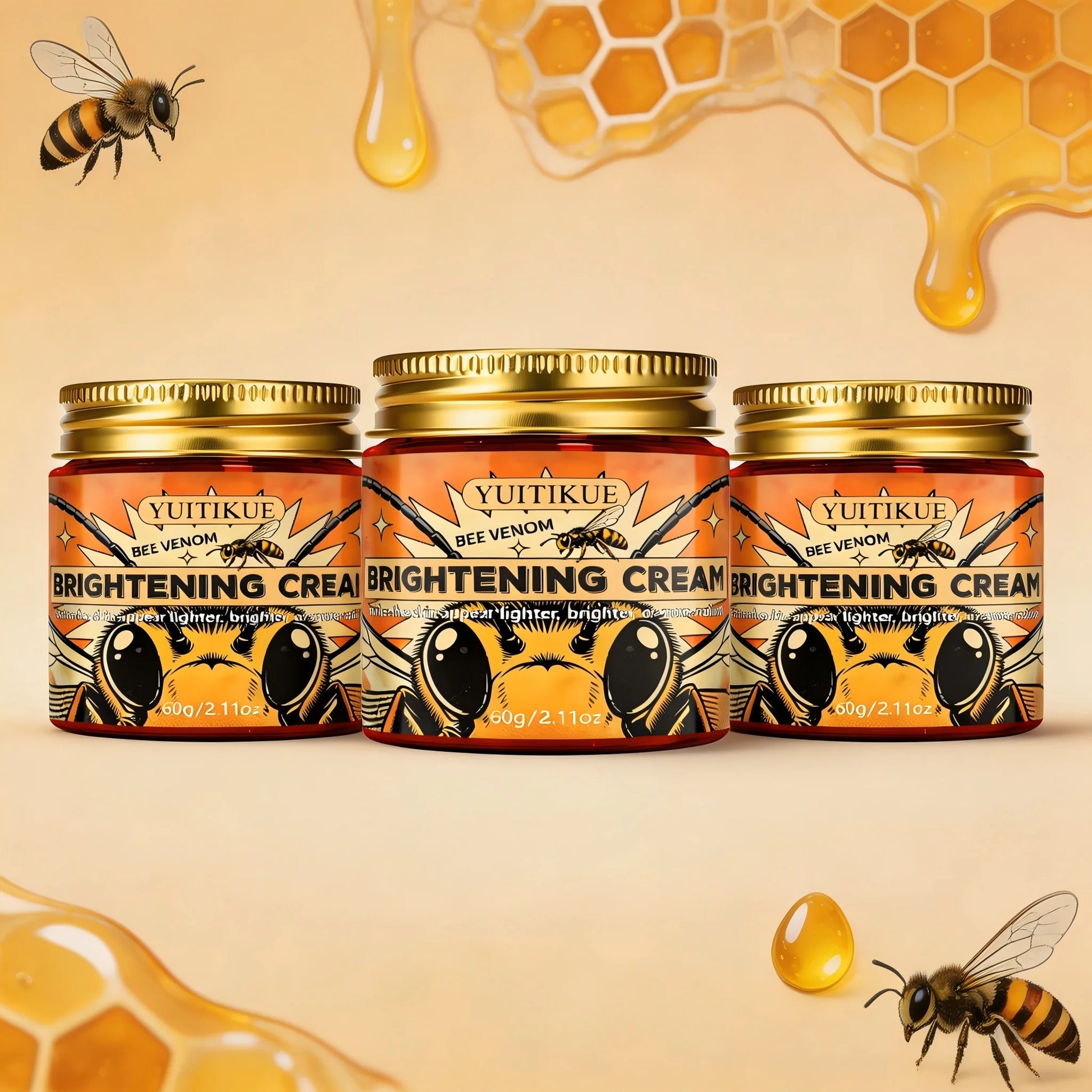 YUITIKUE Bee Venom Brightening Cream 60g for Lighter, Brighter, More Radiant Skin Tone and Glow Peaceful Pleasures Health and Wellness 3pc