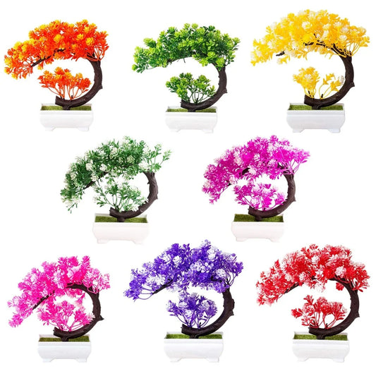 Artificial Silk Flower Bonsai Pot – Home & Wedding Table Decor Artificial Potted Plant Oasis Select