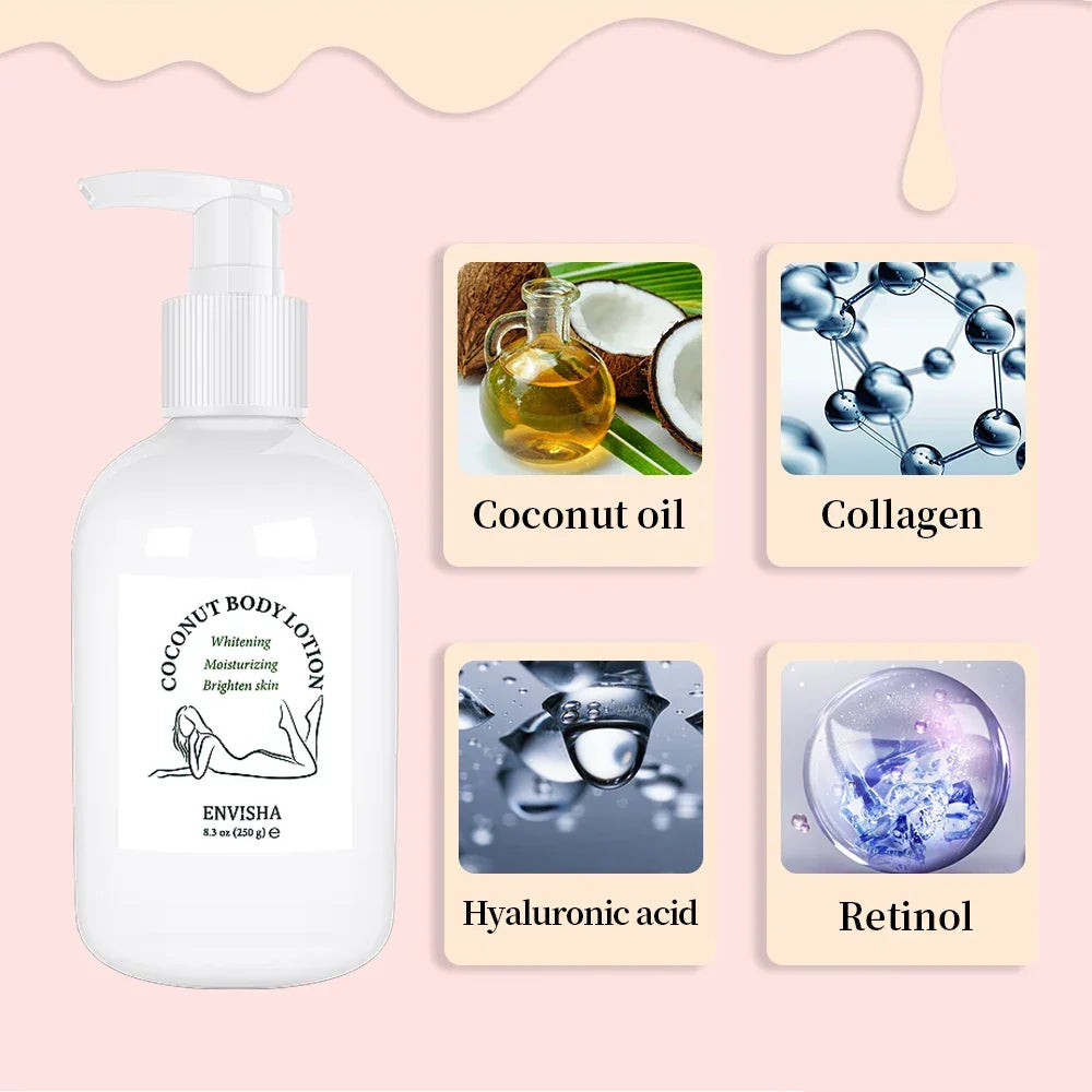 Coconut Oil Body & Face Lotion – Collagen, Retinol & Shea Butter Peaceful Pleasures Health and Wellness