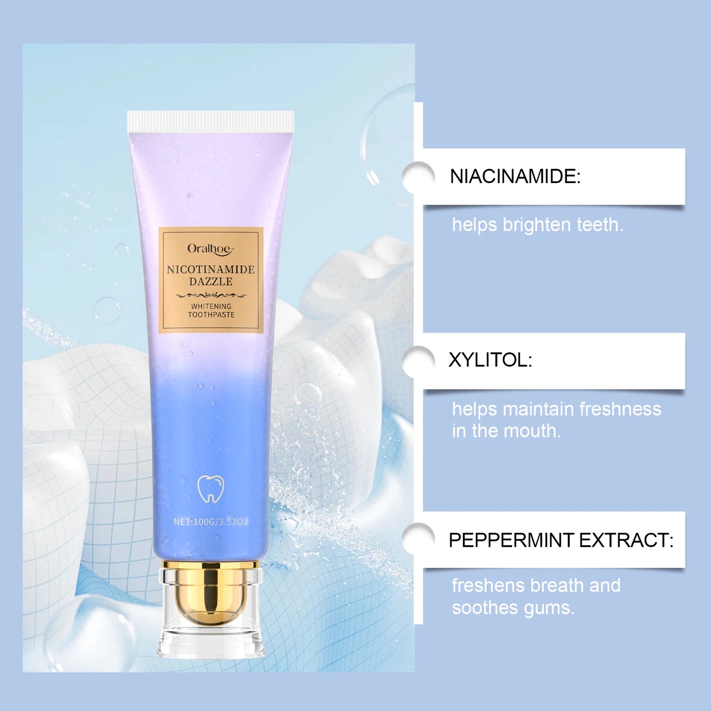 Oralhoe Niacinamide Whitening Toothpaste | Fluoride-Free, 100g