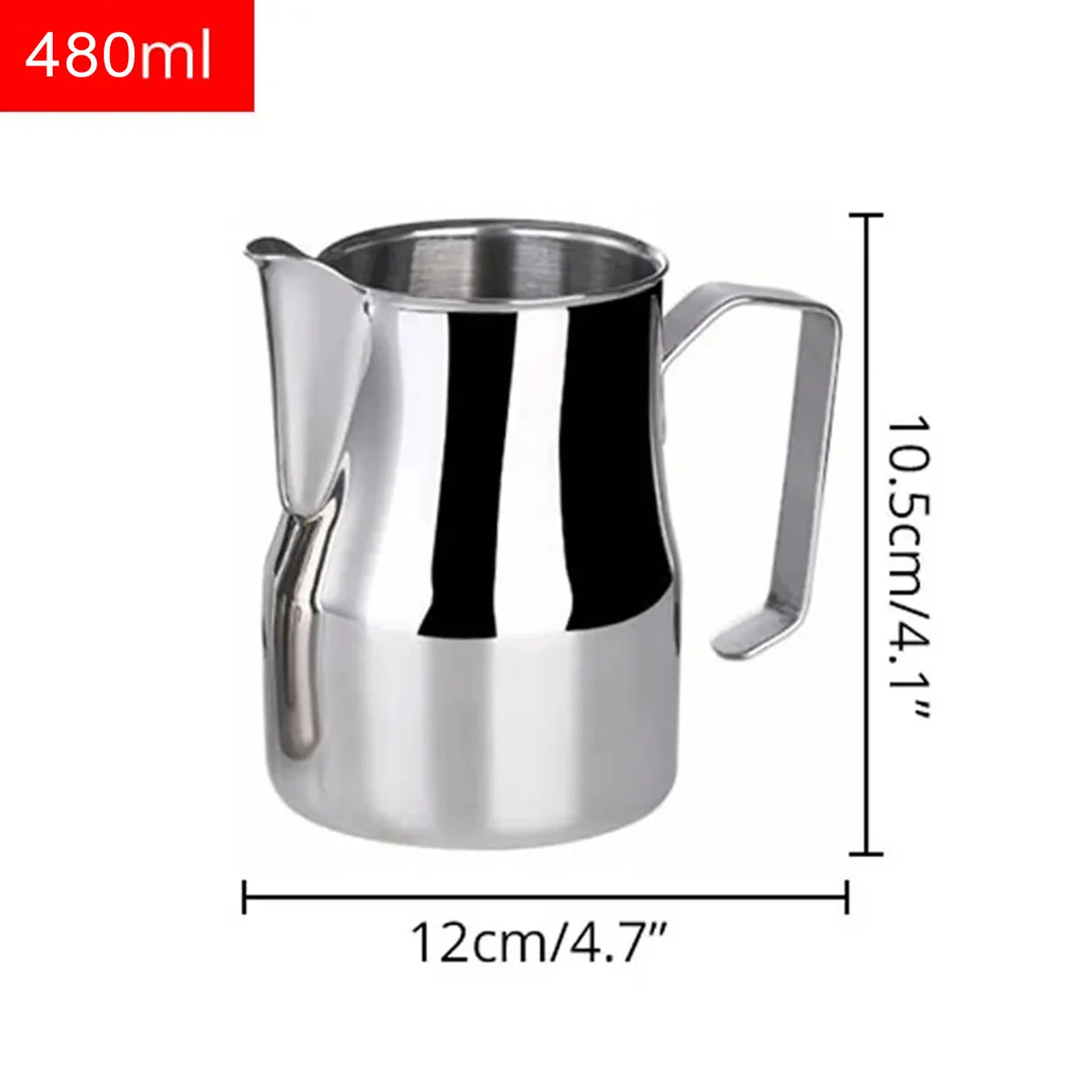 Stainless Steel Milk Frothing Pitcher Professional Milk Pitcher Jug Espresso Coffee Barista Craft Cappuccino Frother Cream Cup Peaceful Pleasures Health and Wellness 480ml