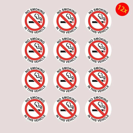 12pcs 2 inch No Smoking in This Vehicle Sticker, Round No Smoking Sticker for The Car, Waterproof and UV Protected Peaceful Pleasures Health and Wellness Default Title