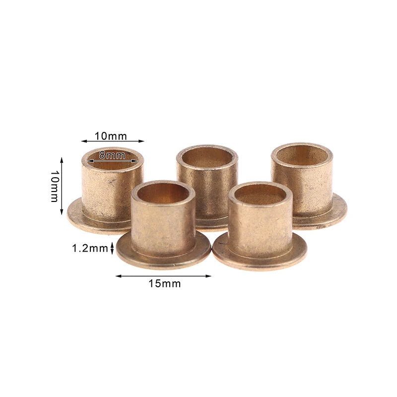 5Pcs Flange Bushing Copper Sleeve Inner Diameter 8MM Powder Metallurgy Oil Bearing With Edge Step Shoulder Peaceful Pleasures Health and Wellness 8x10x10