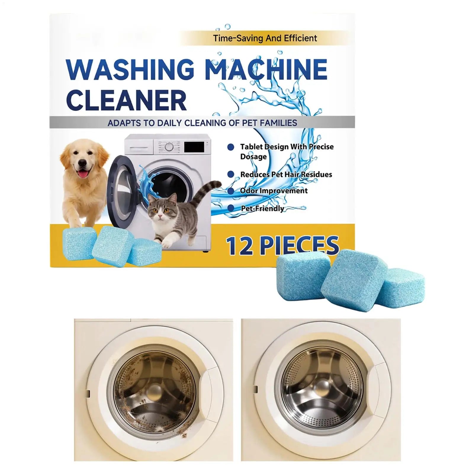 Washing Machine Cleaner Tablets 12pcs Odor & Stain Remover Deep Clean for Top/Front/HE Loaders, Removes Limescale, Grease, Grime Peaceful Pleasures Health and Wellness