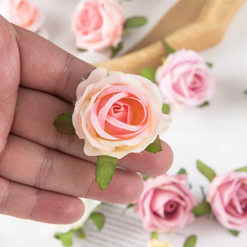 Silk Rose Artificial Flower Heads 50/100pcs – Wedding & Decor