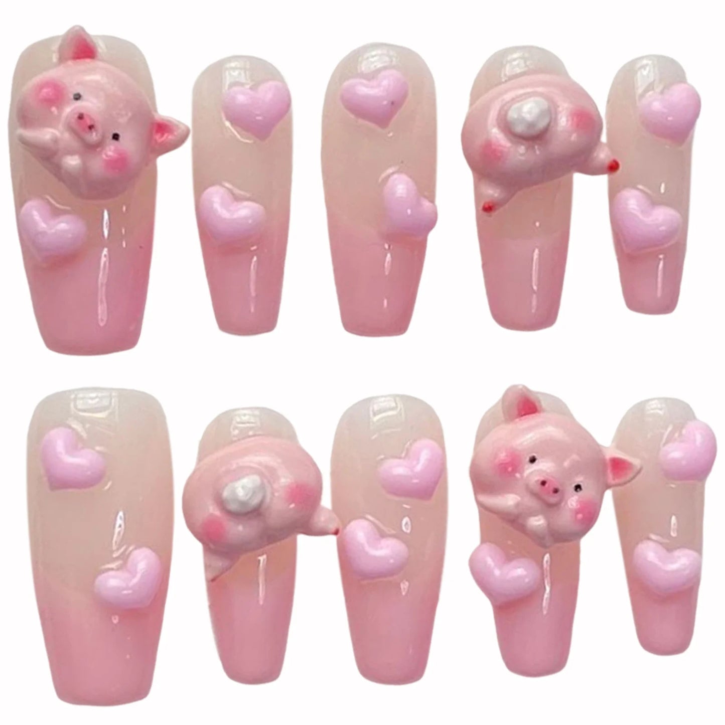 YADORNOS Gradient Pink Press-On Nails | Full Cover Resin Set