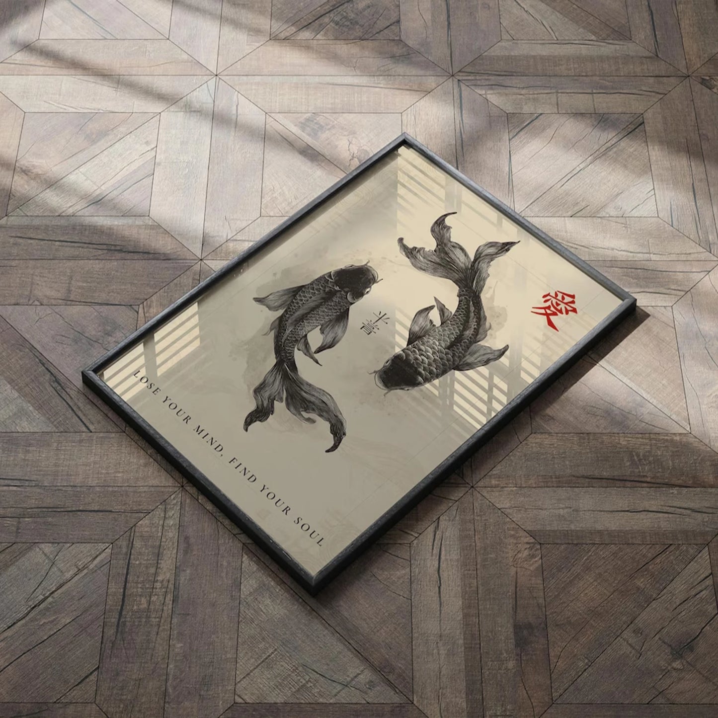 Retro Japanese Koi Fish Canvas Wall Art Print | Home Décor