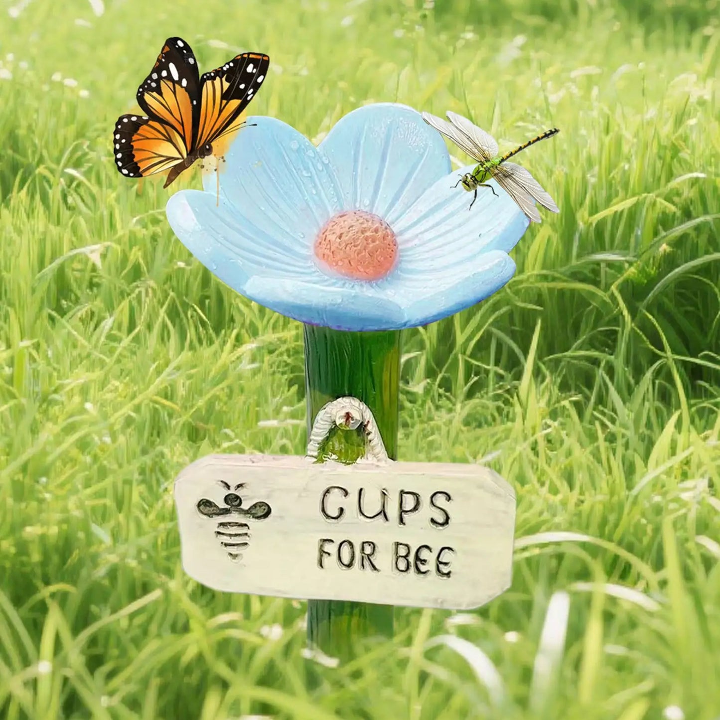 Bee Bath Bowl & Butterfly Pollinator Feeder | Flower Design