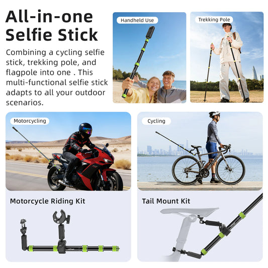 Aluminum Alloy For Comfortable Grip For DJI Action Camera 1.1M Selfie Stick For Insta360 Panorama Camera Motorcycle Selfie Stick Peaceful Pleasures Health and Wellness
