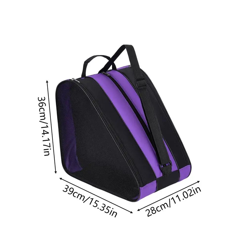 Triangle Roller Skate Bag Multi-Pocket Figure Skate Carry Bag With Adjustable Strap For Kids & Adult Beginners To Pros, Practice Peaceful Pleasures Health and Wellness A