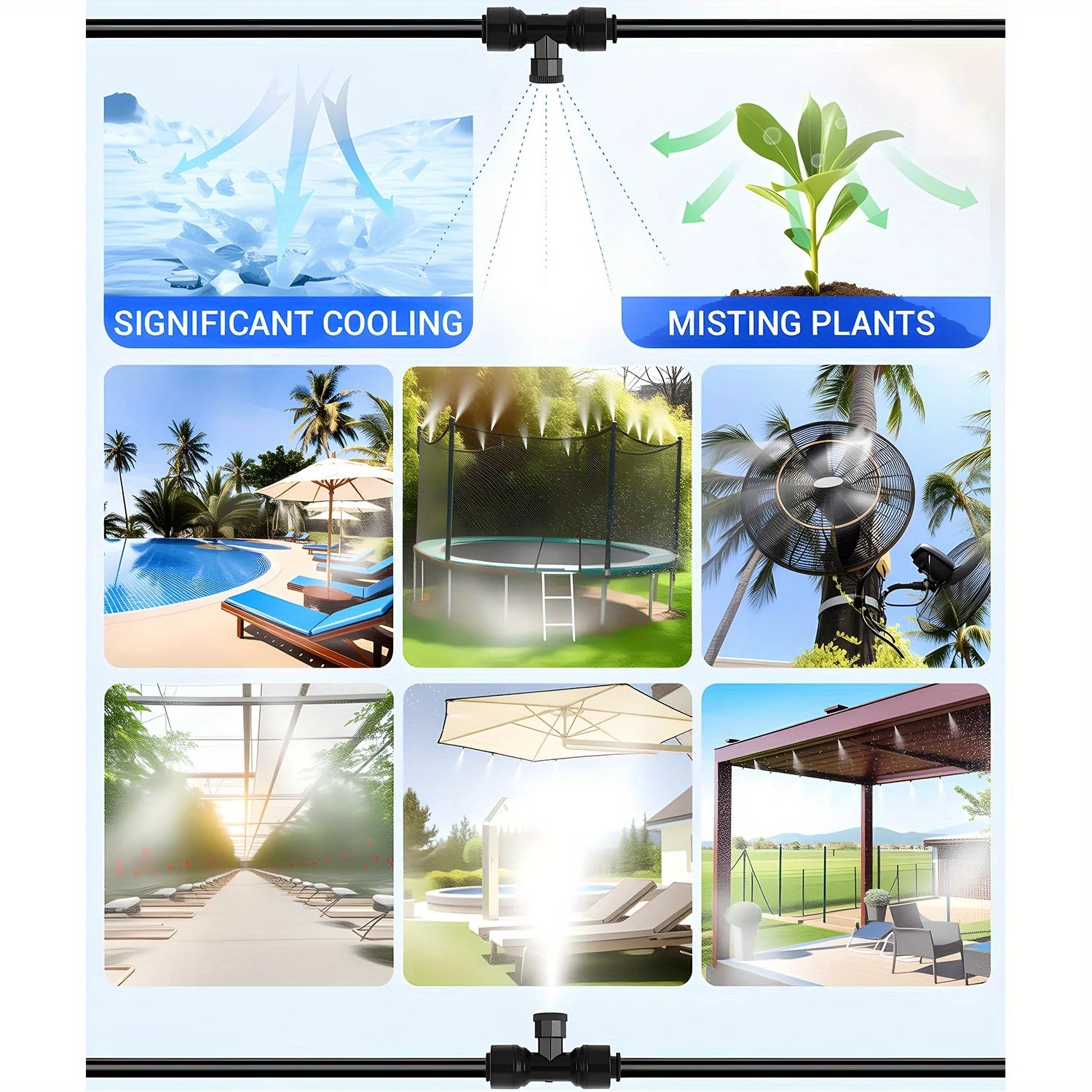 60FT Misters for Outside Patio Misters for Cooling (22 Mist Nozzles) Outdoor Water Patio Hose Greenhouse Mister System Outside Peaceful Pleasures Health and Wellness