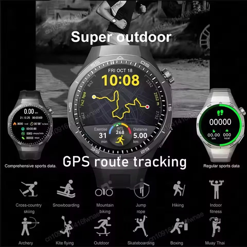 2026 New For Android ios Smart Watch Men HD AMOLED Screen GPS Motion trajectory Heart Rate Bluetooth Calls SmartWatch Waterproof Peaceful Pleasures Health and Wellness