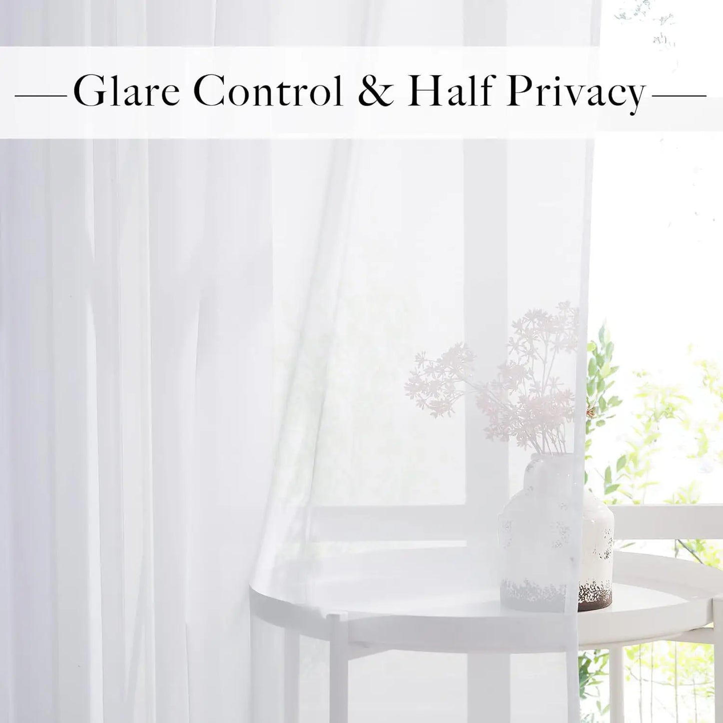 White Sheer Curtains Shading Solid Voile Window Drapes Transparent Tulle Curtain Luxury Chiffon Window Curtain Living Room Decor Peaceful Pleasures Health and Wellness