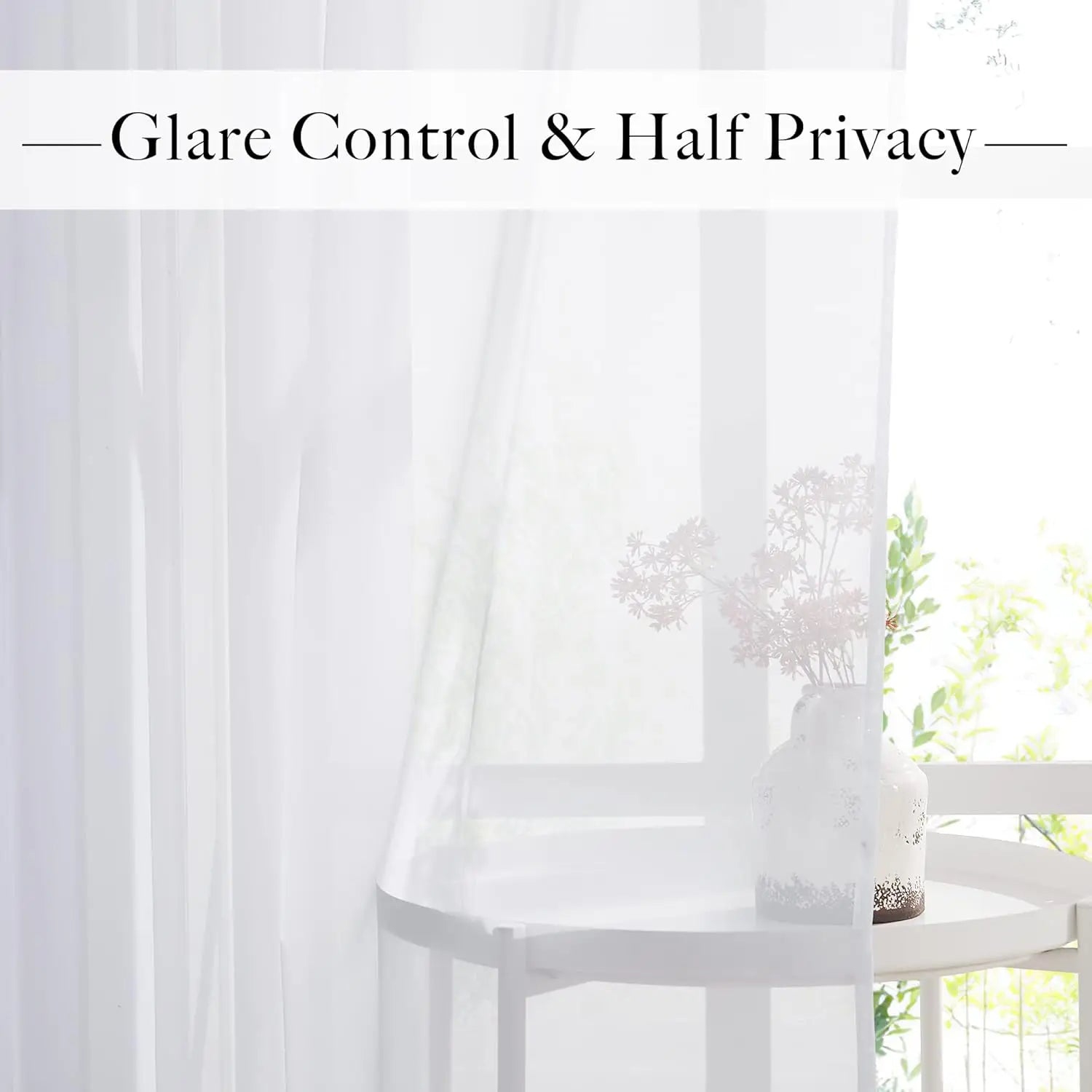 White Sheer Curtains Shading Solid Voile Window Drapes Transparent Tulle Curtain Luxury Chiffon Window Curtain Living Room Decor Peaceful Pleasures Health and Wellness