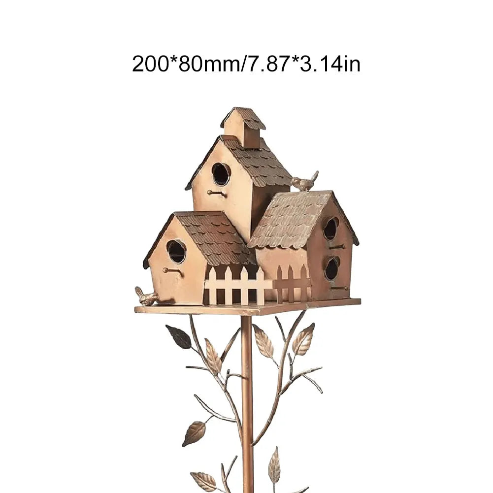 Metal Birdhouse Garden Stake | Outdoor Yard & Patio Decor