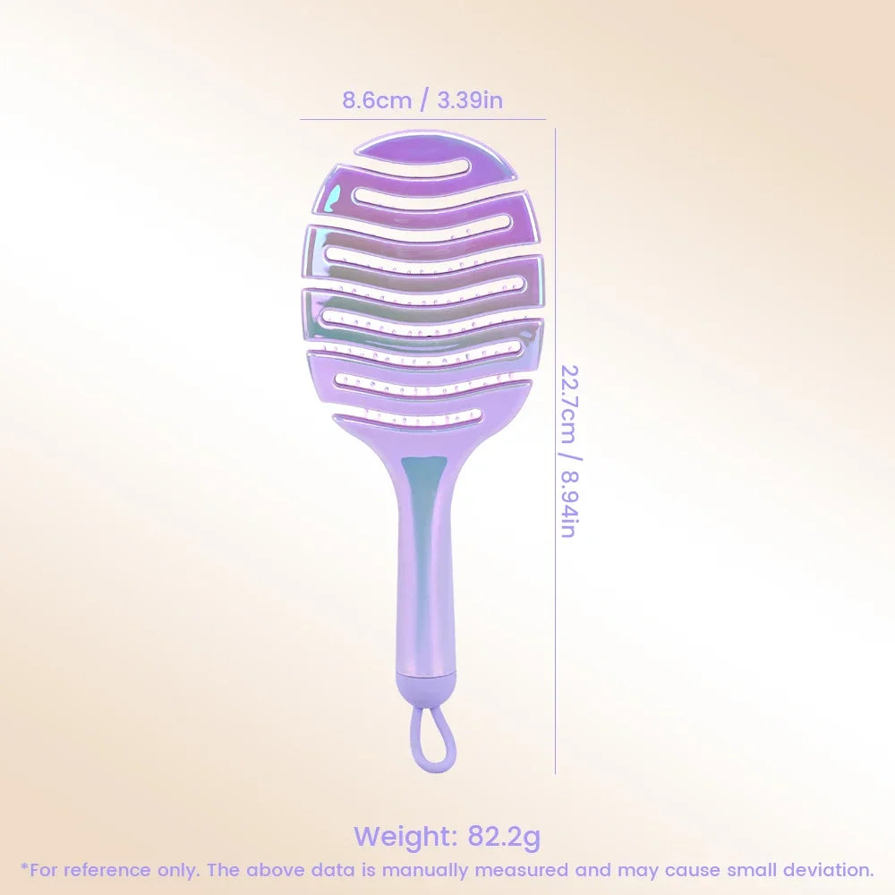 Iridescent Crescent Moon Detangling Hairbrush & Scalp Massager