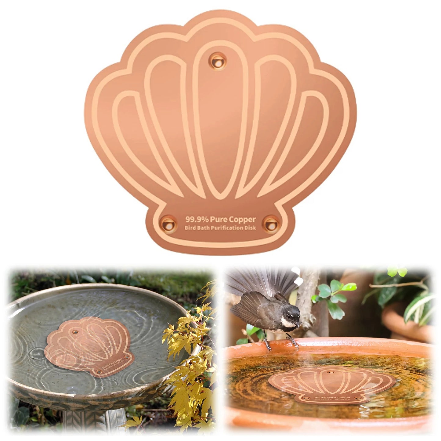 Copper Disc for Bird Bath 0.8mm Self Cleaning Design Copper Plate Keeps Water Fresh for Outdoor Bird Baths & Bowls Peaceful Pleasures Health and Wellness