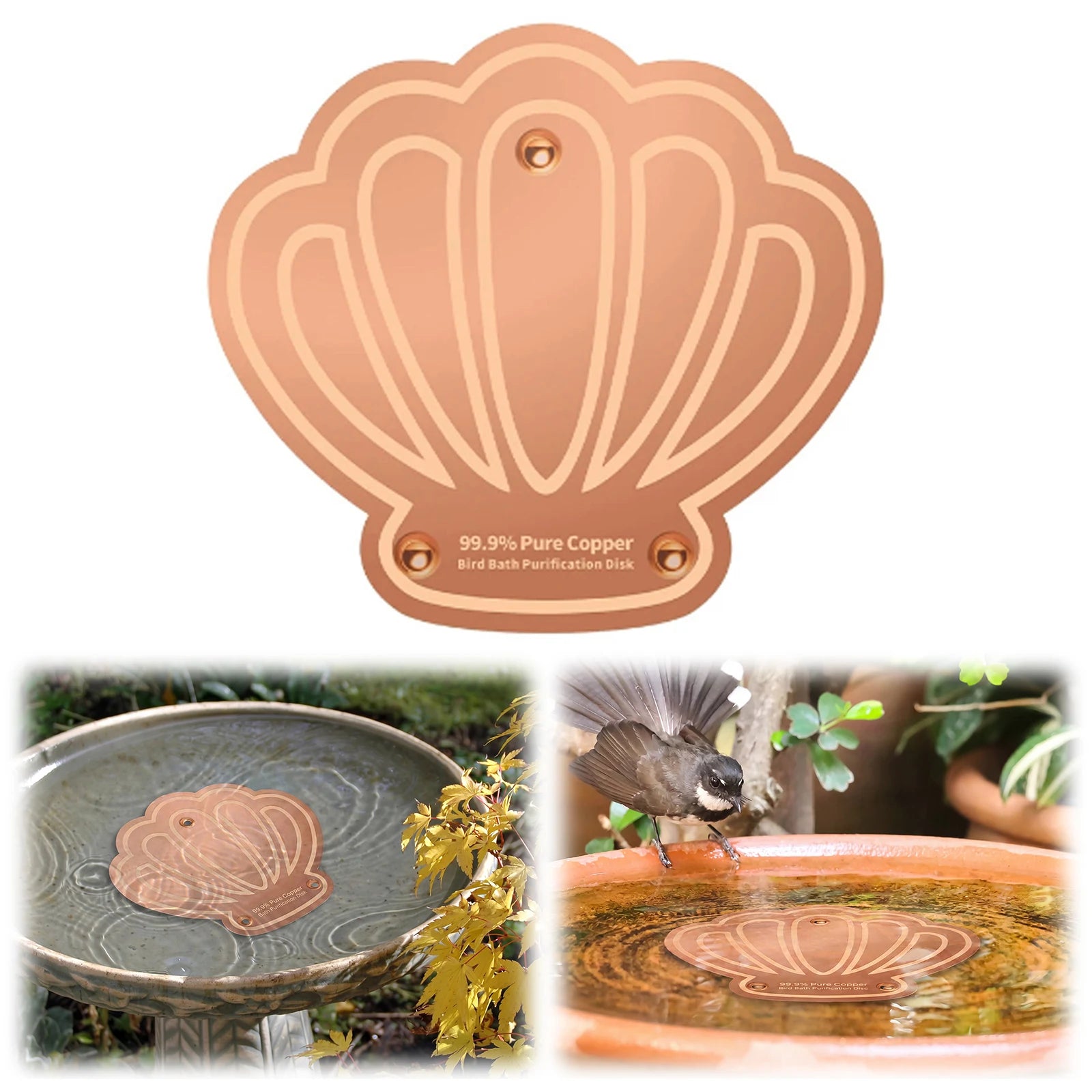 Copper Disc for Bird Bath 0.8mm Self Cleaning Design Copper Plate Keeps Water Fresh for Outdoor Bird Baths & Bowls Peaceful Pleasures Health and Wellness