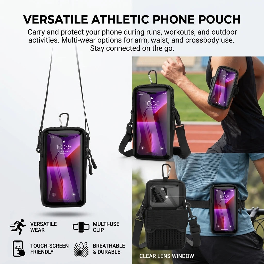 Sport Armband For Smartphone Running Fitness Waist Bag 3-In-1 Design Touch Screen Window Reflective Strips Peaceful Pleasures Health and Wellness