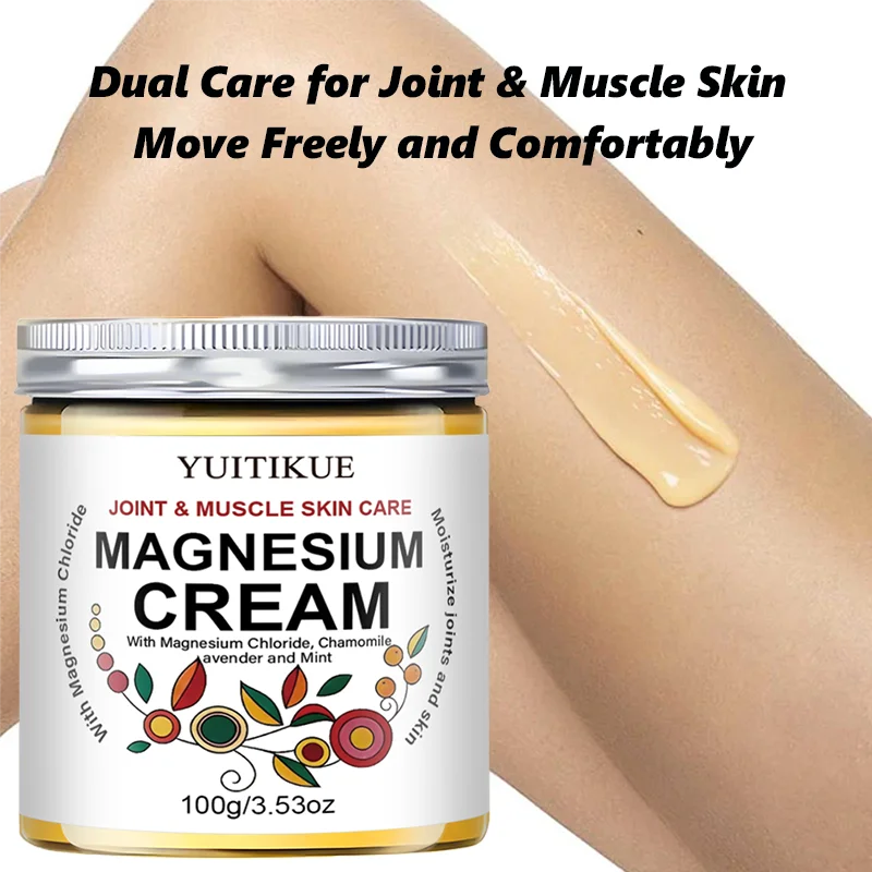 Yuitikue Magnesium Cream, 100g Joint & Muscle Care Cream with Magnesium Chloride, Chamomile, Lavender & Mint Peaceful Pleasures Health and Wellness