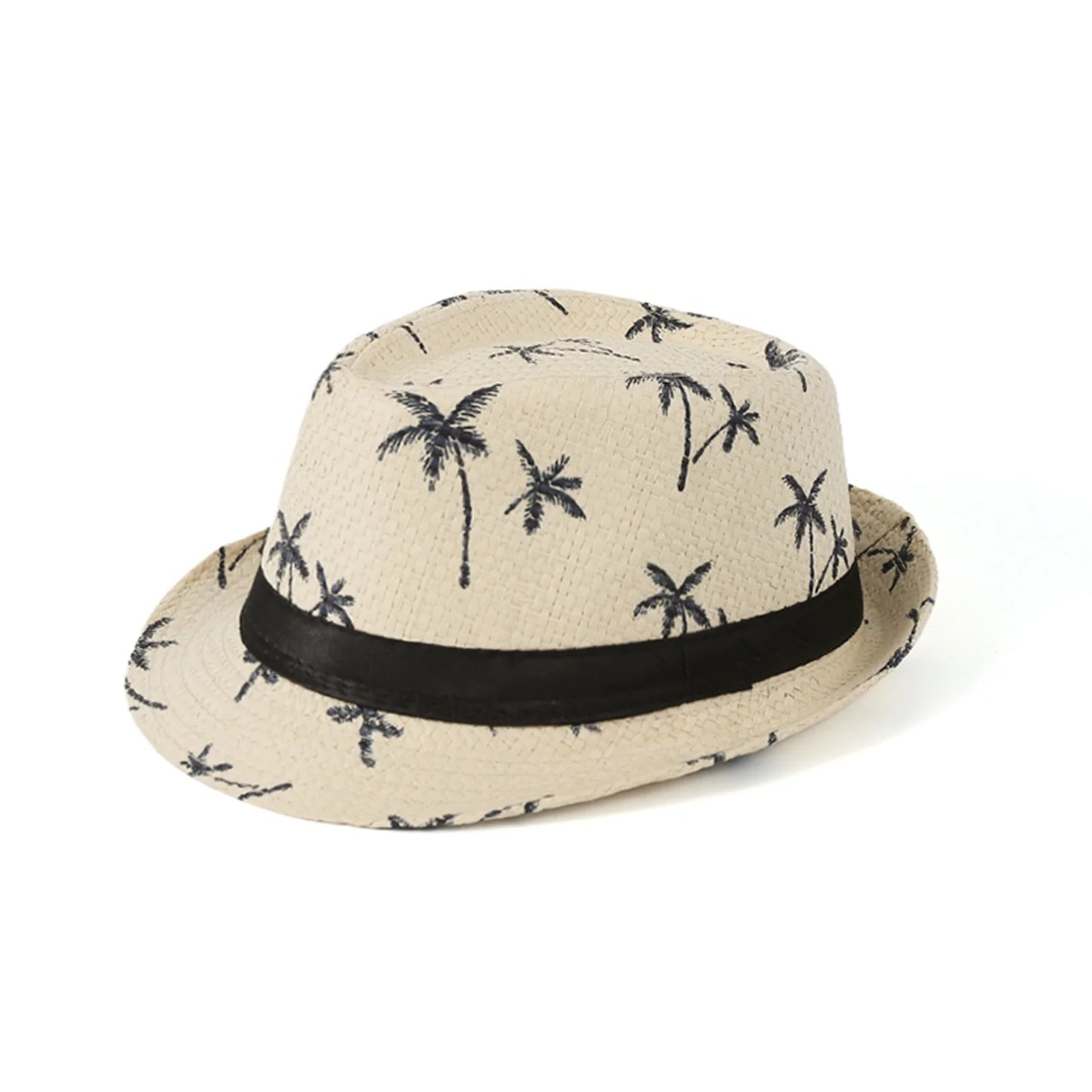 Summer Beach Woven Sun Hats Men Women Coconut tree print Jazz Sun Protection Travel Outdoor Panaman Straw Hats Unisex Peaceful Pleasures Health and Wellness Beige 58