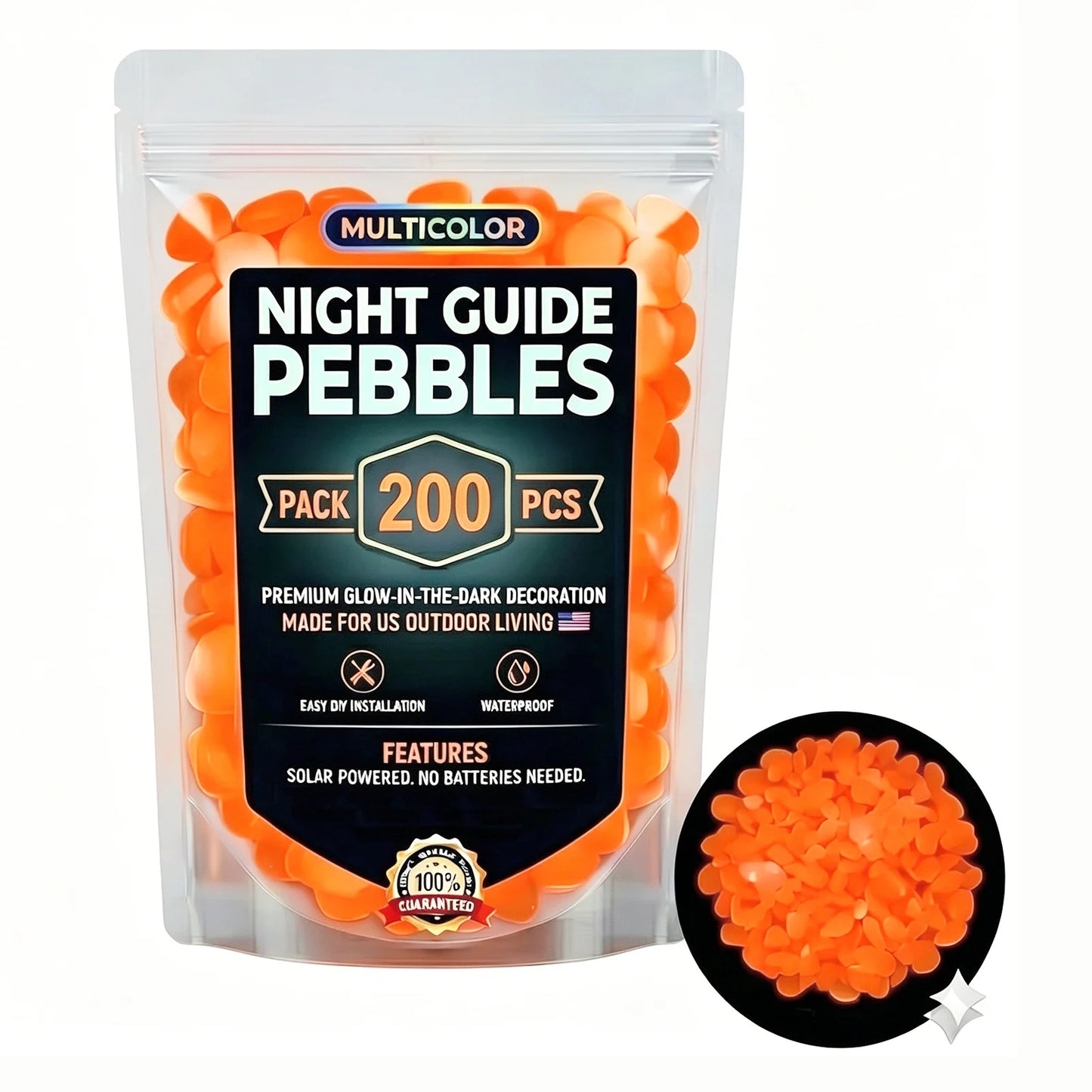 Glow in the Dark Garden Pebbles – 200pc Luminous Decor Stones