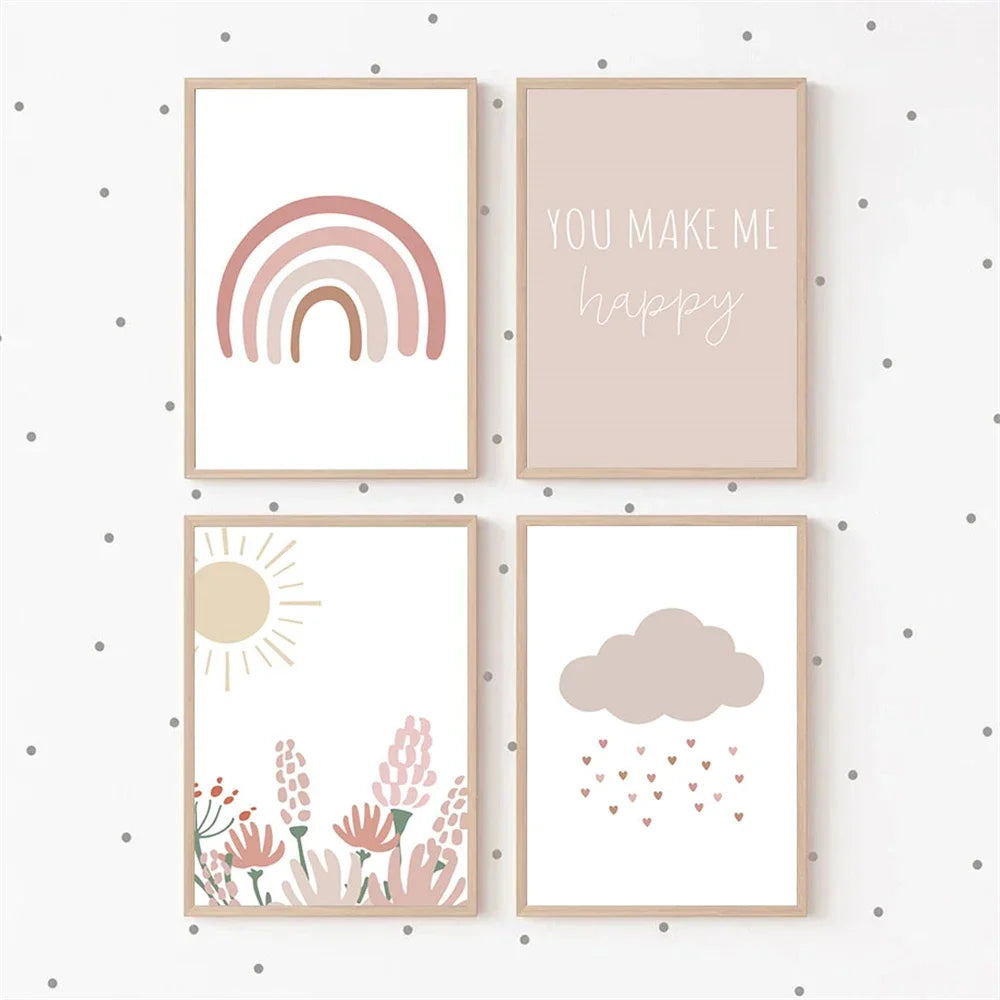 Rainbow Cloud Nursery Canvas Wall Art | Kids Room Poster