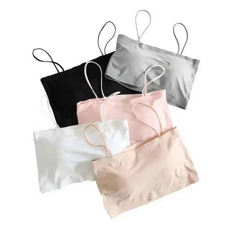 Seamless Women’s Crop Camisole Bralette – Padded Wireless Tank Top, Spaghetti Straps, Backless Soft Stretchy Bra Vest Peaceful Pleasures Health and Wellness