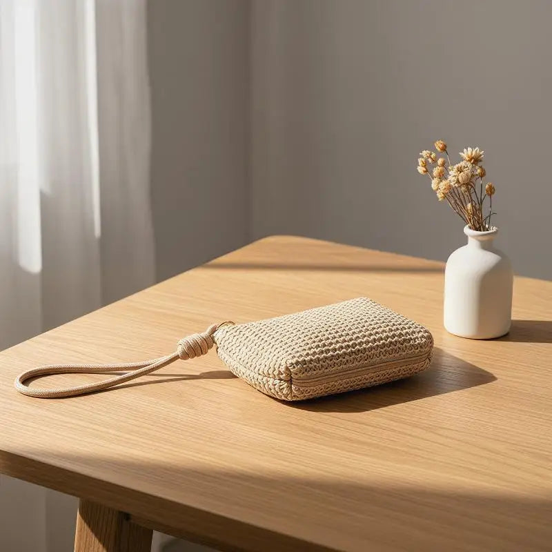 Straw Mini Coin Purse – Zipper Wallet & Card Holder for Women