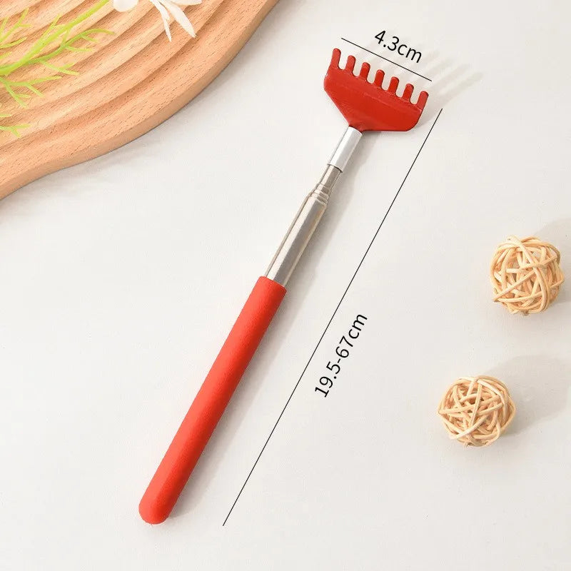 Telescopic Back Scratcher Scratching Backscratcher Massager Metal Stainless Steel Tool with Carrying Bag Peaceful Pleasures Health and Wellness Red