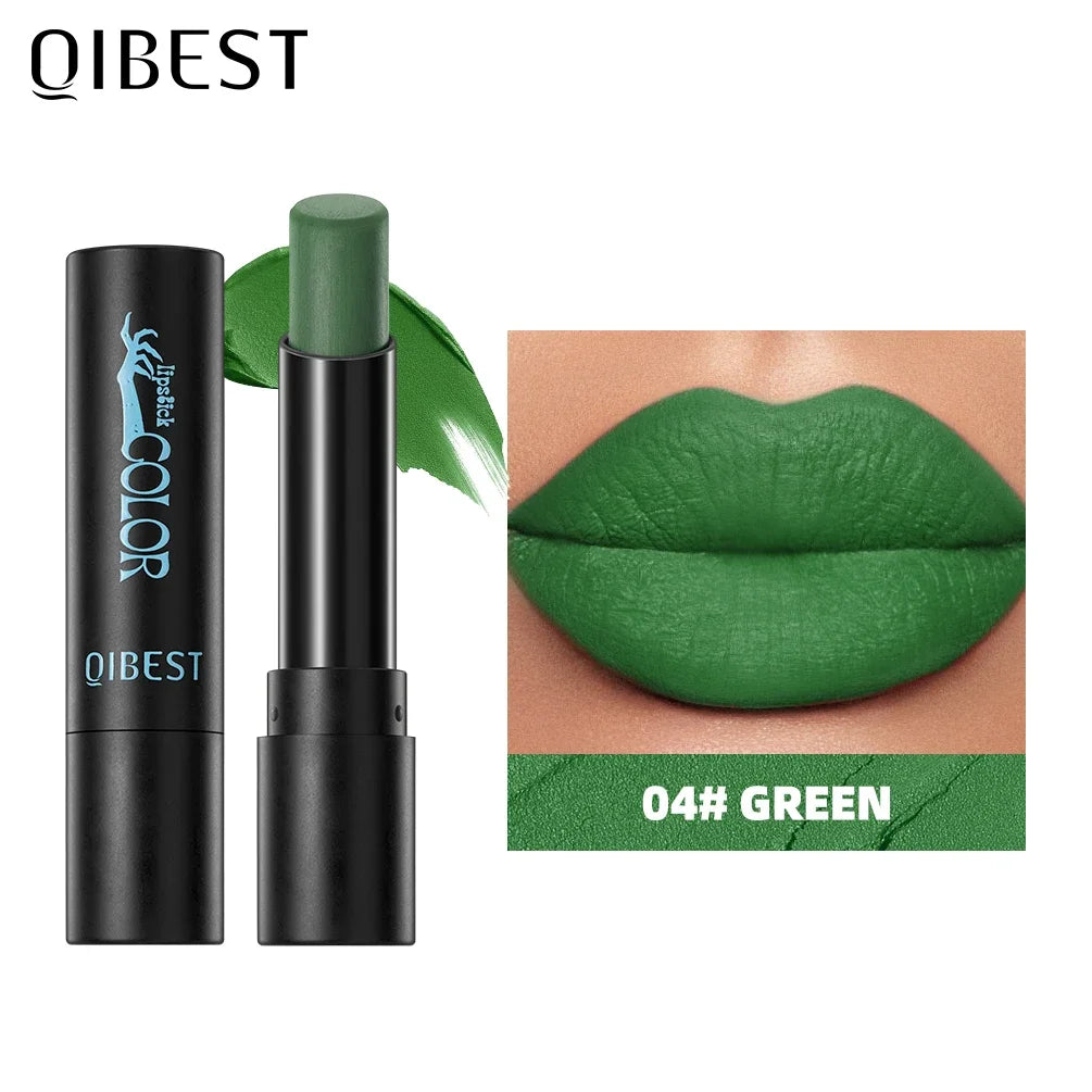 QIBEST Nude Velvet Matte Lipstick Long-lasting Lip Stain Not Stick Cups Lipstick Red Green Orange Black White Lip Tint Makeup Peaceful Pleasures Health and Wellness 04