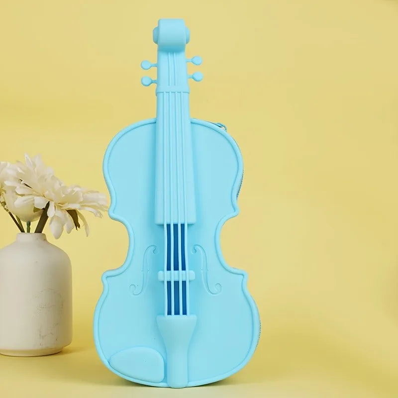Violin Pencil Case – Silicone Pen Box & Makeup Pouch