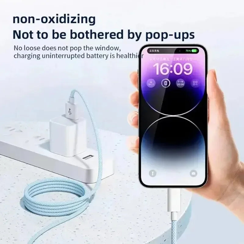 3-in-1 USB-C Cable 66W Fast Charging – iPhone & Android