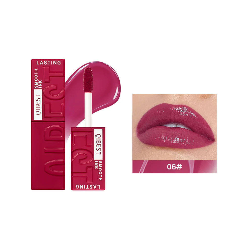 QIBEST 8 Colors Nude Watery Lip Gloss Long Lasting Liquid Lipstick Not Fading Sexy Red Purple Lip Glaze Lip Tint Women Makeup Peaceful Pleasures Health and Wellness 06