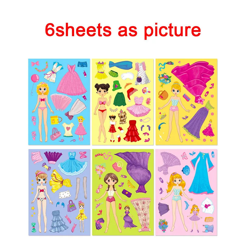 Funny Cartoon Boys Girls Dress Up Puzzle Stickers Kids DIY Make Face