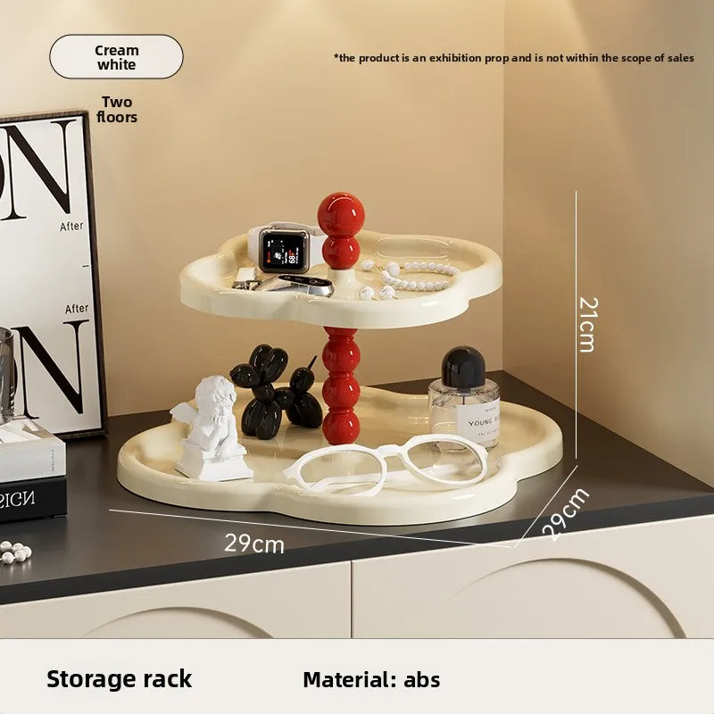 Vintage-Style Multi-Tier Cake Stand - Retro Dessert Display Tray with Clover Design, Elegant Fruit Plate & Tabletop Organizer Peaceful Pleasures Health and Wellness 2 Layer Creamy