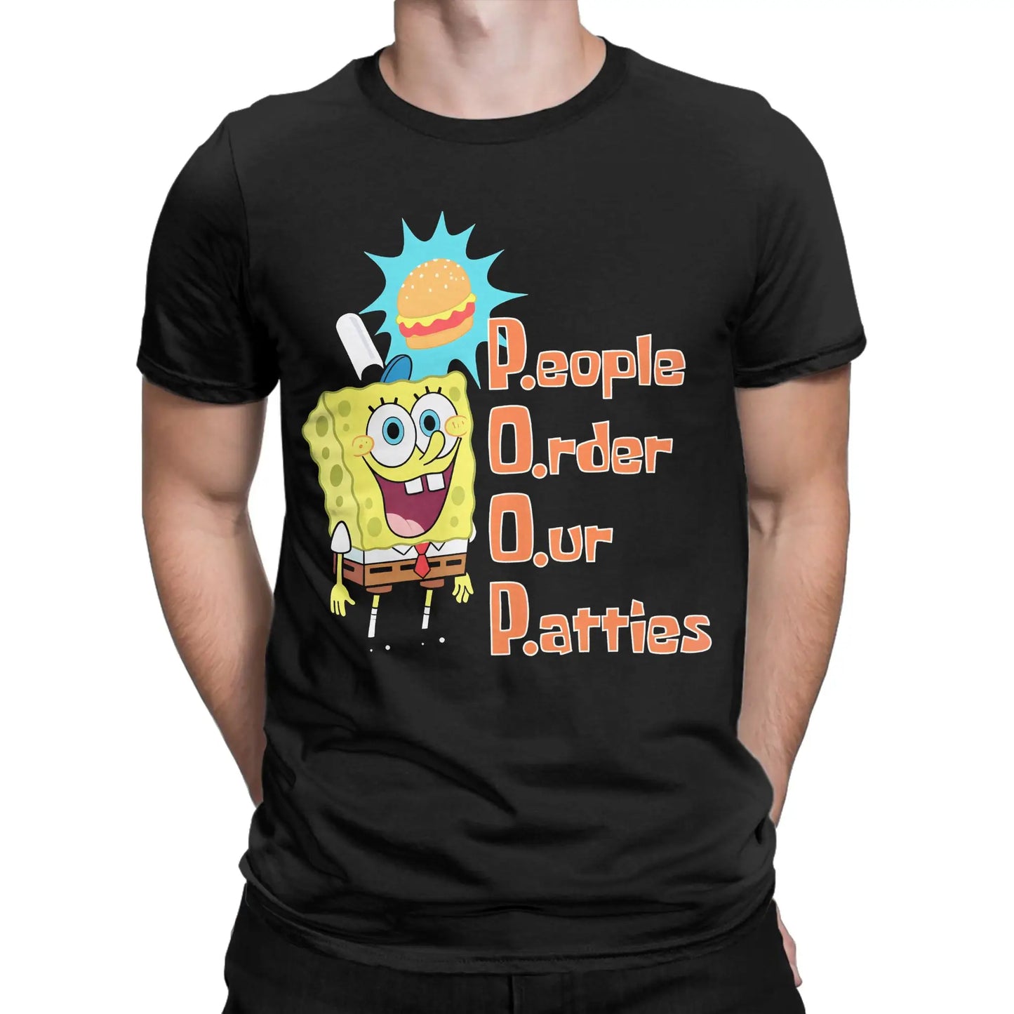 S-Spongebobs Men's T Shirt Novelty Tee Shirt Short Sleeve Round Neck T-Shirt 100% Cotton Summer Clothes Peaceful Pleasures Health and Wellness
