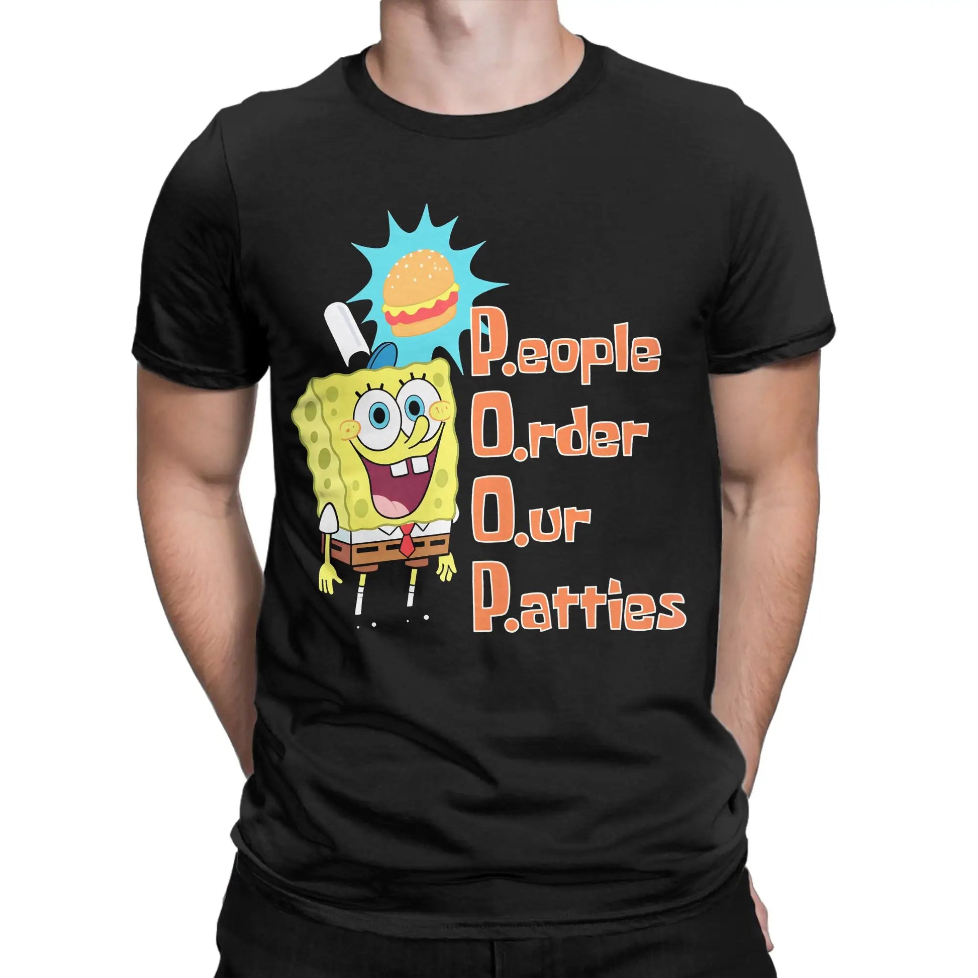 S-Spongebobs Men's T Shirt Novelty Tee Shirt Short Sleeve Round Neck T-Shirt 100% Cotton Summer Clothes Peaceful Pleasures Health and Wellness