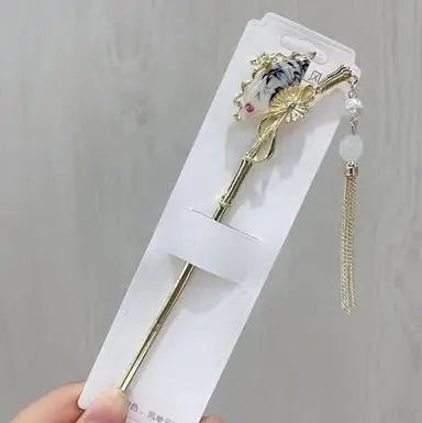 Chinese Style Hair Stick with Flower Decor Retro Floral Design Headwear with Tassel for Friends Girlfriend Wife Novel Gift Peaceful Pleasures Health and Wellness Style 10