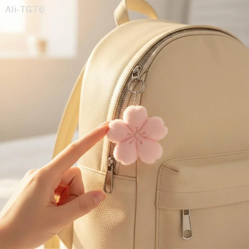 Cherry Blossom Kawaii Plush Keychain | Cute Bag Charm Pendant