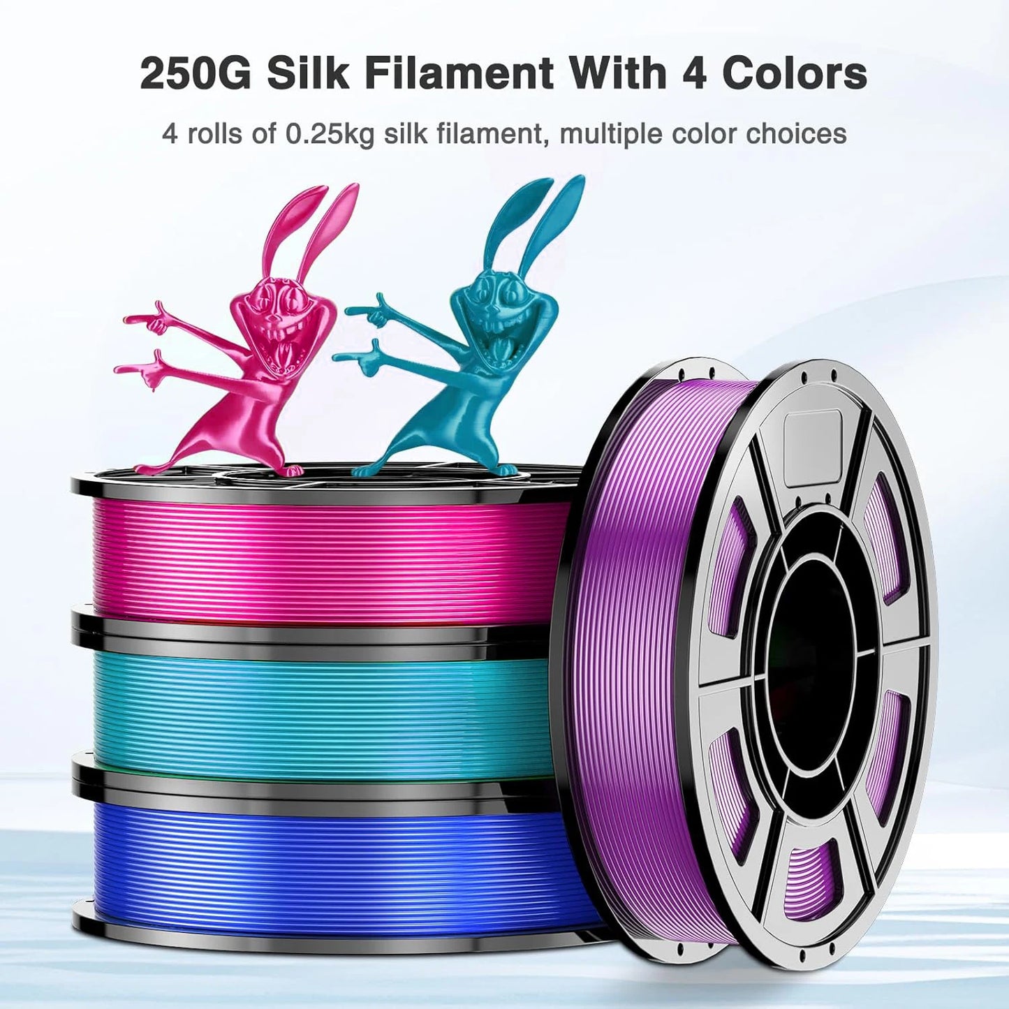 Silk PLA Filament 1.75mm 4-Color Bundle 250g – 3D Maliang
